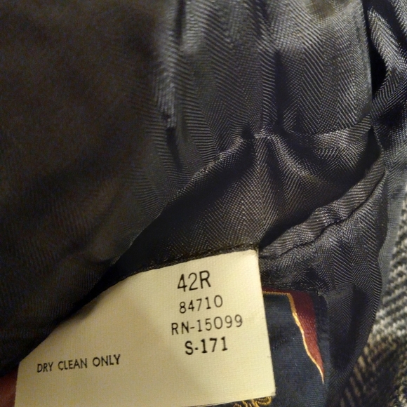 BARRINGTON Wool Blazer Sports Coat Jacket Blavk & White Herringbone  Size 42R - Picture 8 of 11